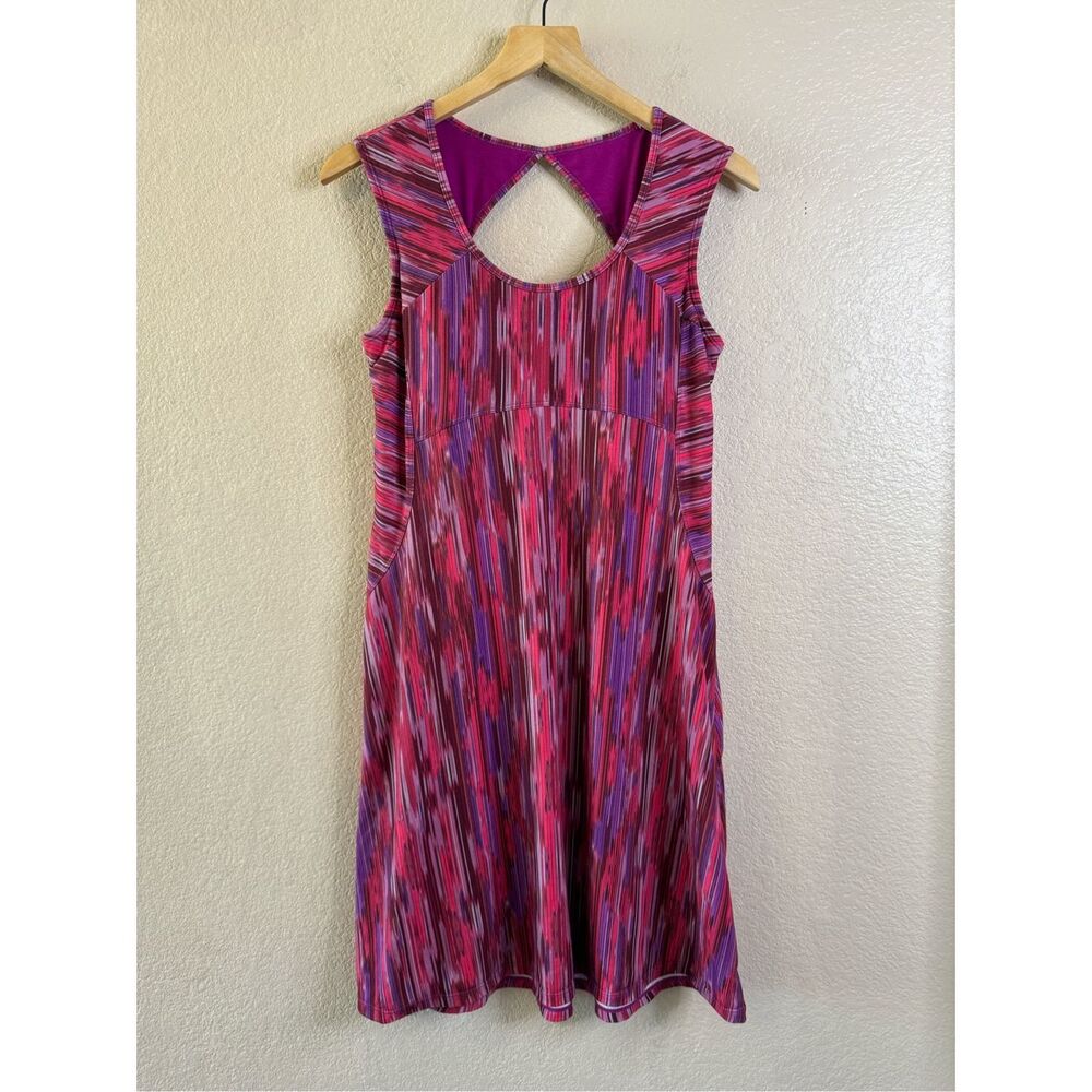 Prana Athletic Sport Tank Dress Womens Small Purple Spacedye Calico Built In Bra